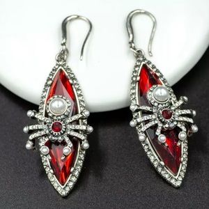 Gorgeous Red Teardrop Spider Earrings